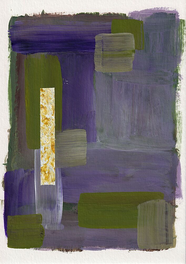 Abstract Purple Green Blocks art print by Soniya Vijayakumar for $57.95 CAD