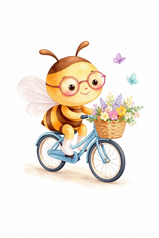 Cute Bee Bike Ride art print by Anda Bieza for $57.95 CAD