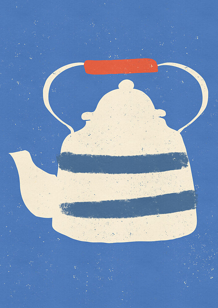 Striped Blue Kettle art print by Nicholas for $57.95 CAD