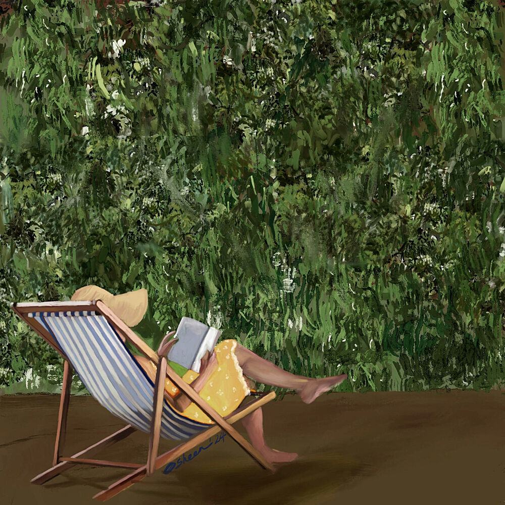 Reading in the Garden art print by Osheensgallery for $57.95 CAD