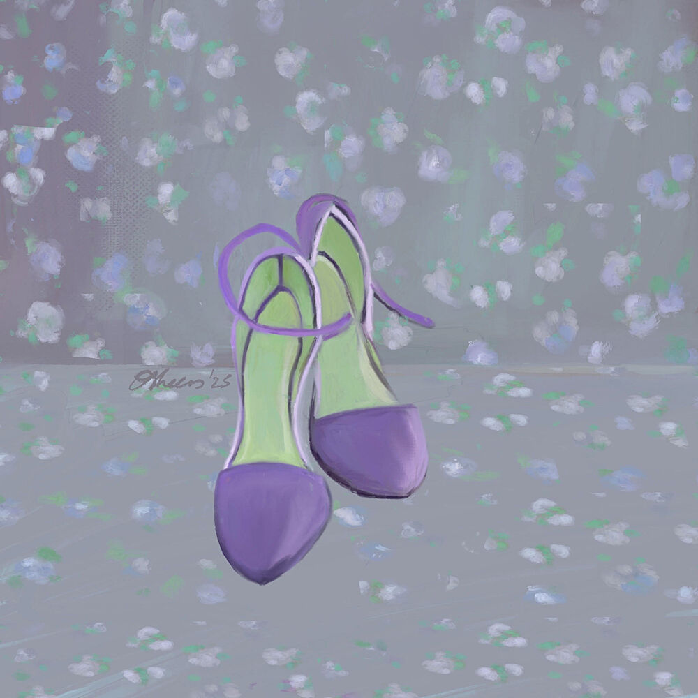 Dainty Purple Green Heels art print by Osheensgallery for $57.95 CAD