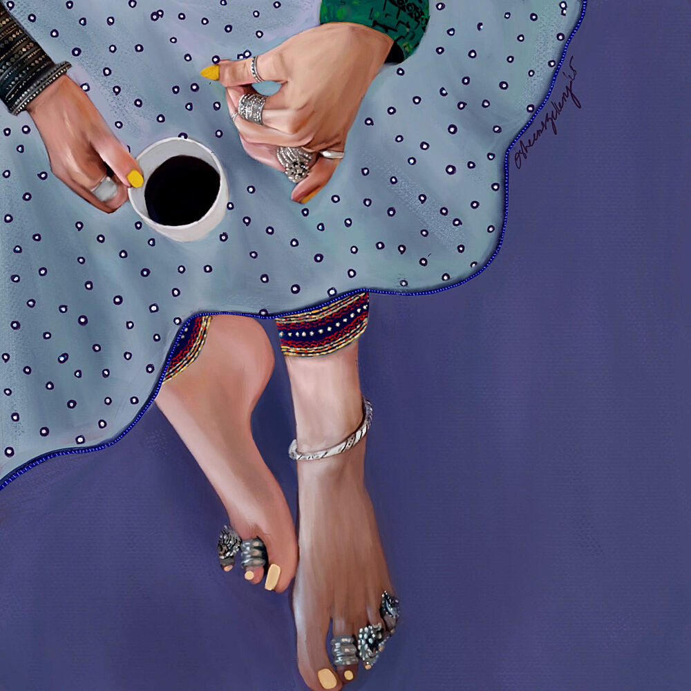 Coffee with Adorned Feet art print by Osheensgallery for $57.95 CAD