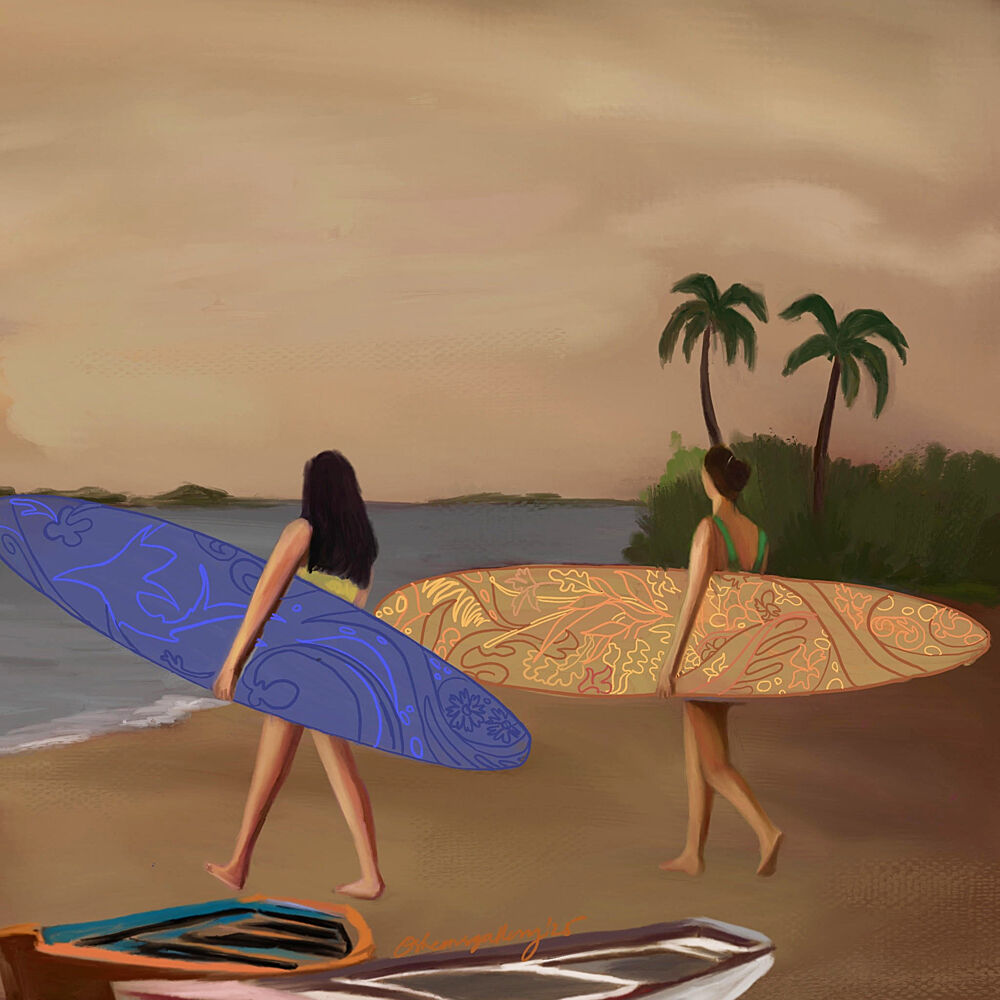 Tropical Surf Sunset art print by Osheensgallery for $57.95 CAD