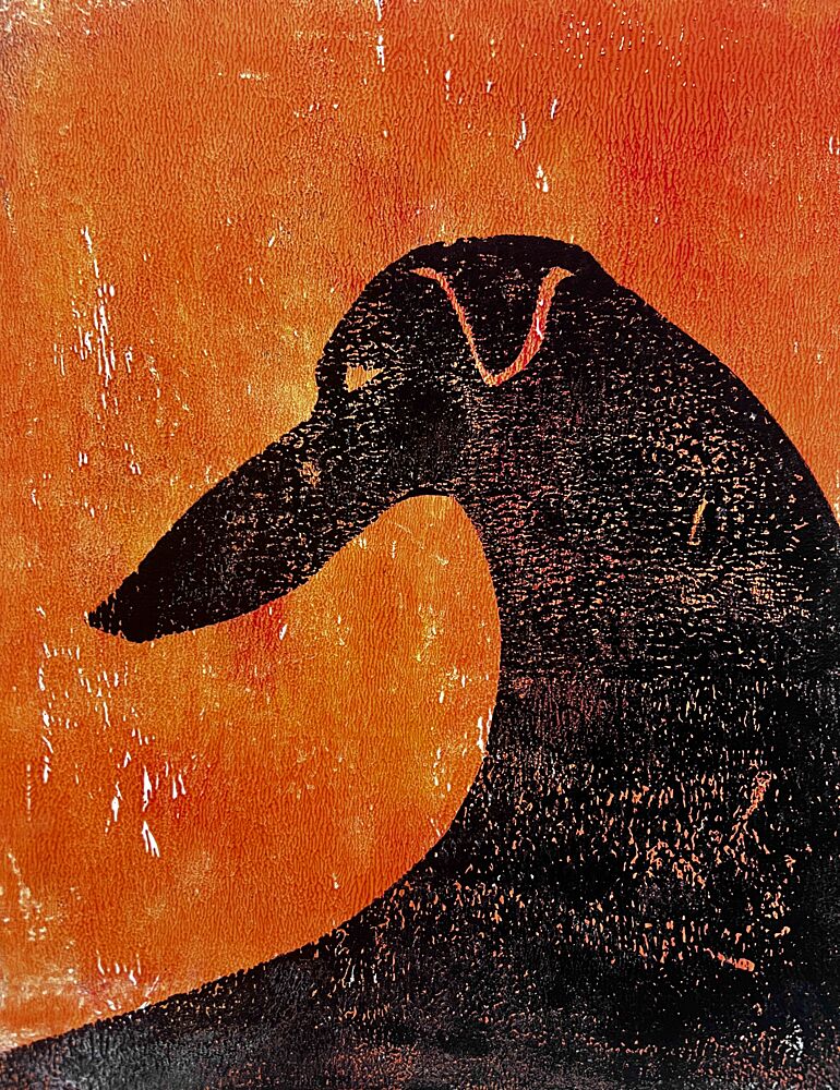 Orange Greyhound Silhouette art print by Christina Misuro for $57.95 CAD