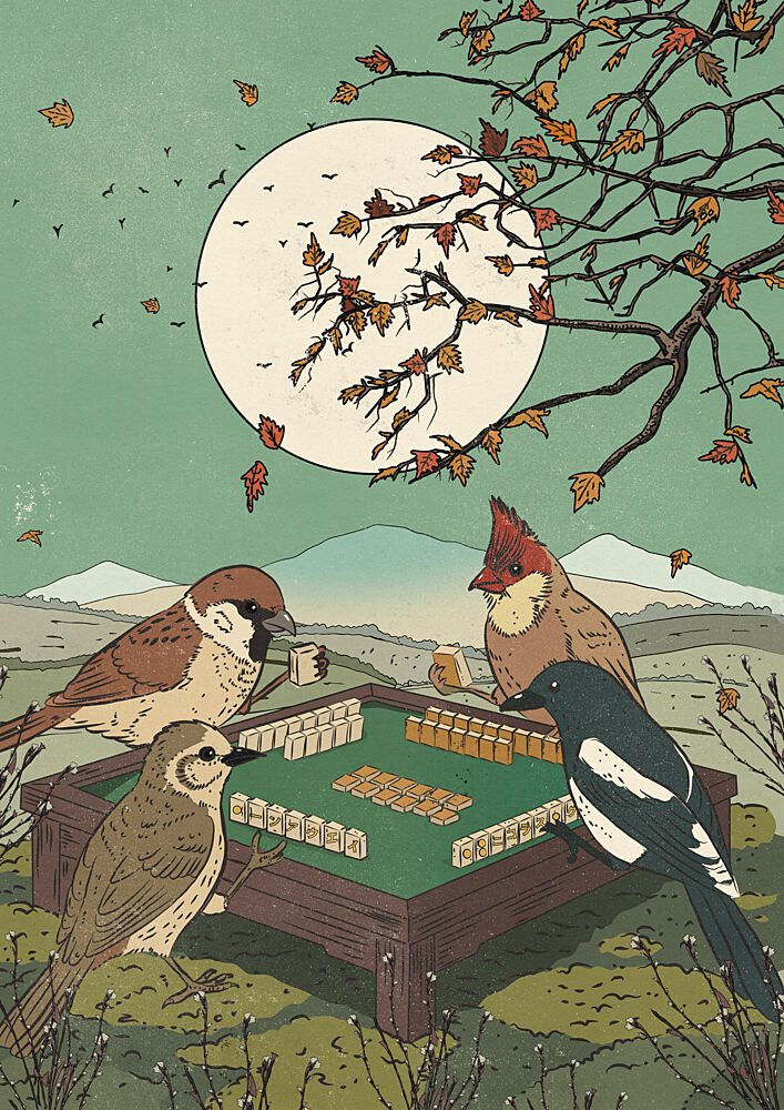 Autumn Mahjong Game art print by Nicholas for $57.95 CAD