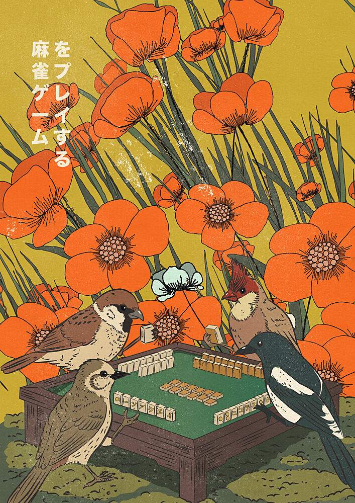 Birds Playing Mahjong art print by Nicholas for $57.95 CAD