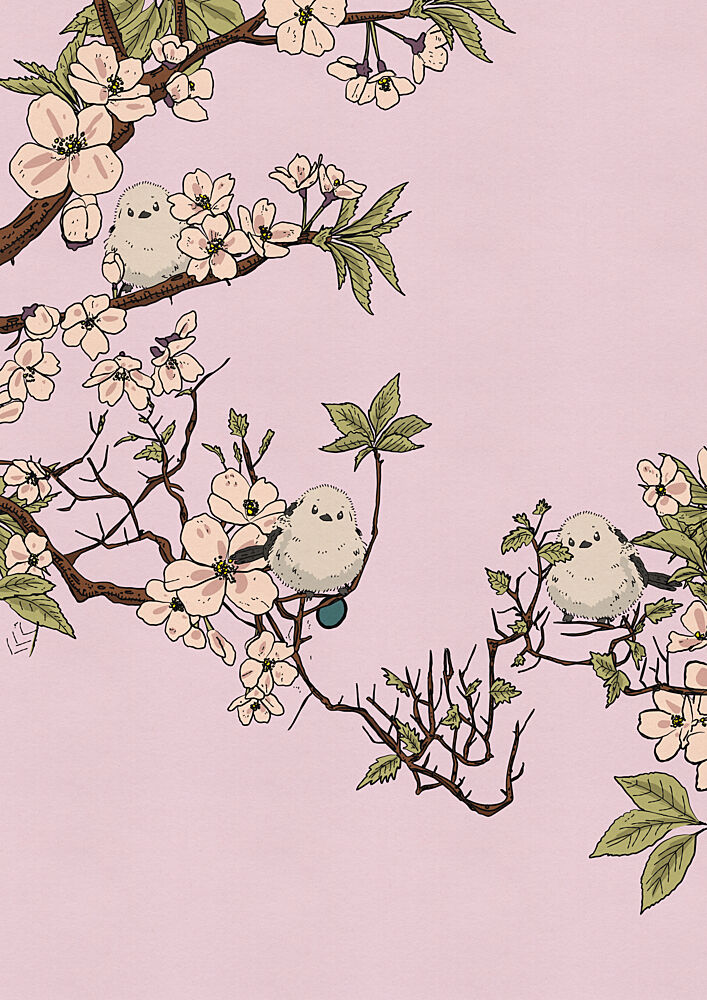 Spring Birds and Cherry Blossoms art print by Nicholas for $57.95 CAD