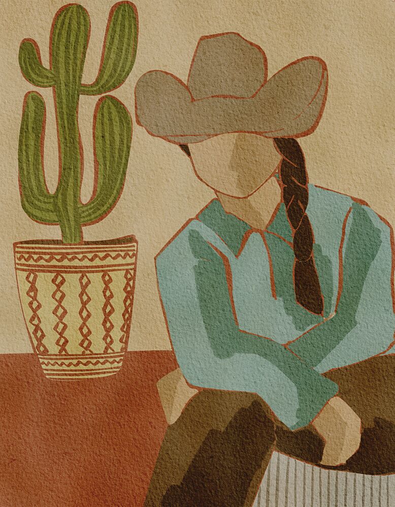 Desert Cowgirl and Cactus art print by Nikita Jariwala for $57.95 CAD