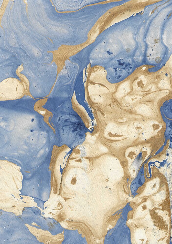 Abstract Blue Gold Swirl art print by Santhosh Ch for $57.95 CAD