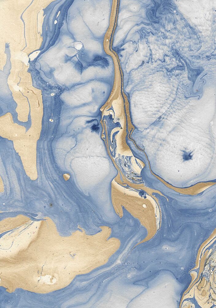Elegant Blue Gold Marble art print by Santhosh Ch for $57.95 CAD