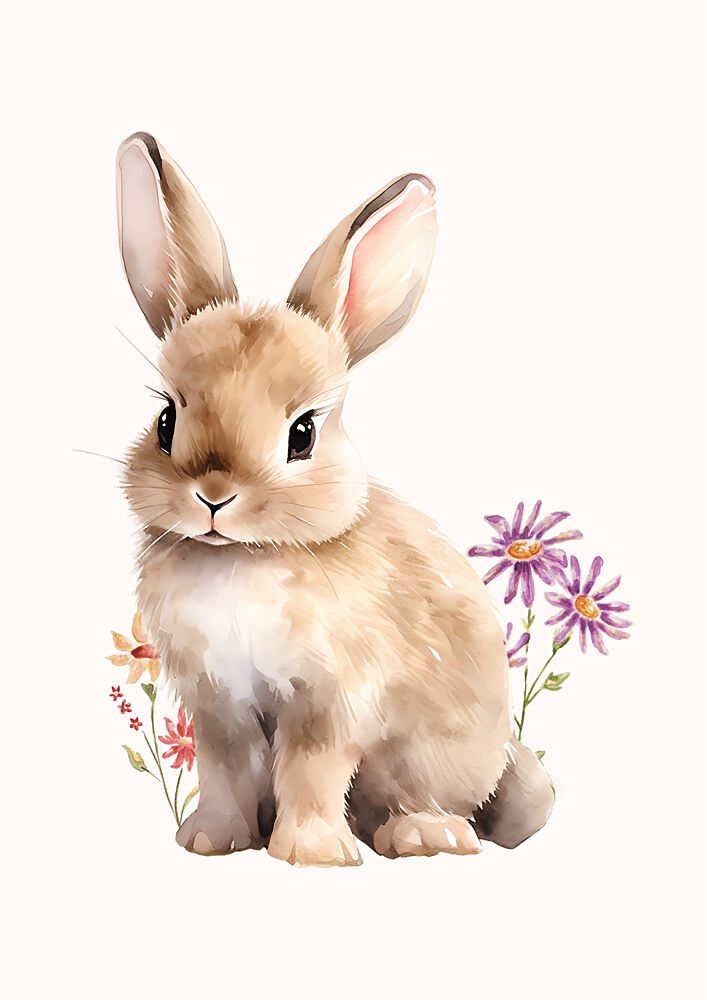 Sweet Bunny Among Flowers art print by Saskia Michele for $57.95 CAD