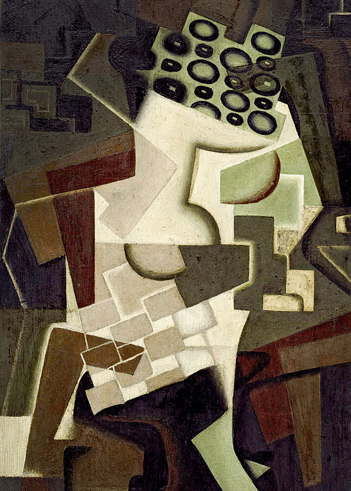 Fruit Dish on a Checkered Tablecloth 1917 art print by Juan Gris for $57.95 CAD