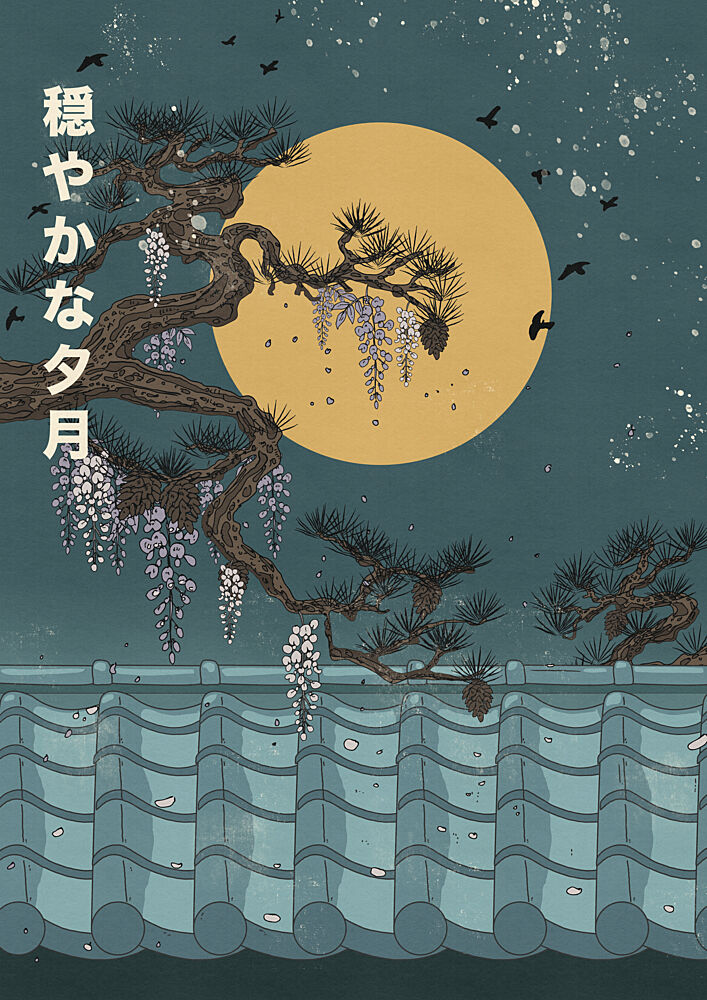 Japanese Wisteria Moon art print by Nicholas for $57.95 CAD