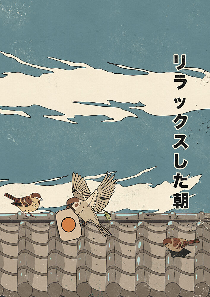 Relaxed Morning Sparrows art print by Nicholas for $57.95 CAD