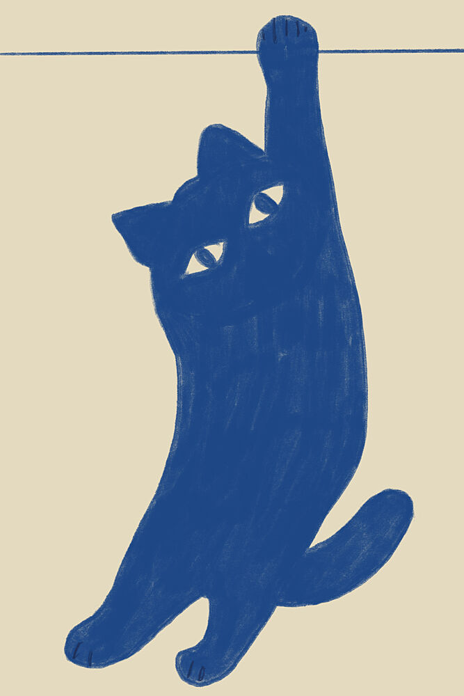 Hanging Blue Cat art print by The Art Concept for $57.95 CAD