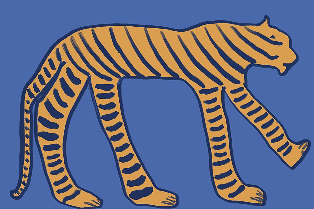 Stylized Blue Tiger art print by The Art Concept for $57.95 CAD
