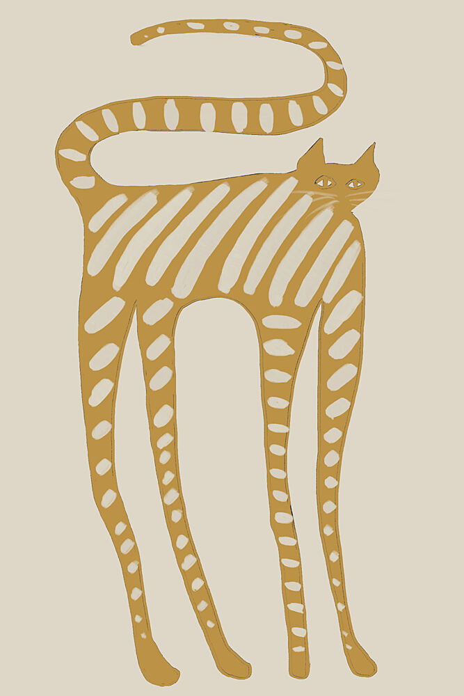 Whimsical Striped Cat art print by The Art Concept for $57.95 CAD