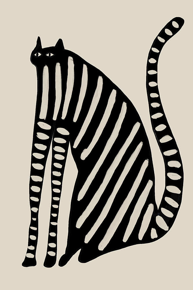 Striped Black Cat art print by The Art Concept for $57.95 CAD