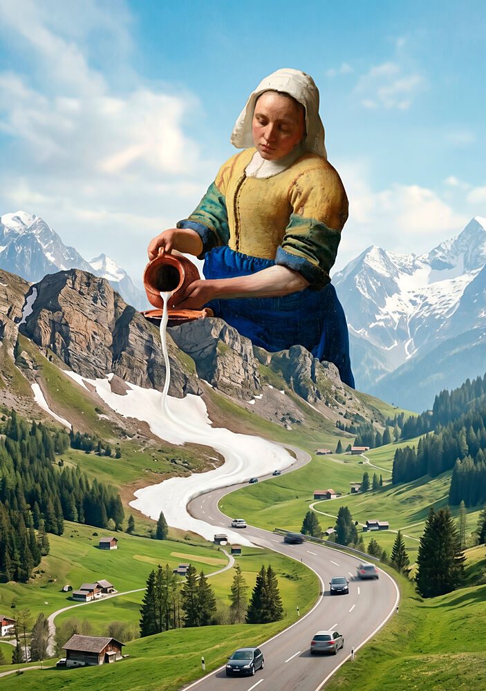 Surreal Mountain Milkmaid art print by Dikhotomy for $57.95 CAD