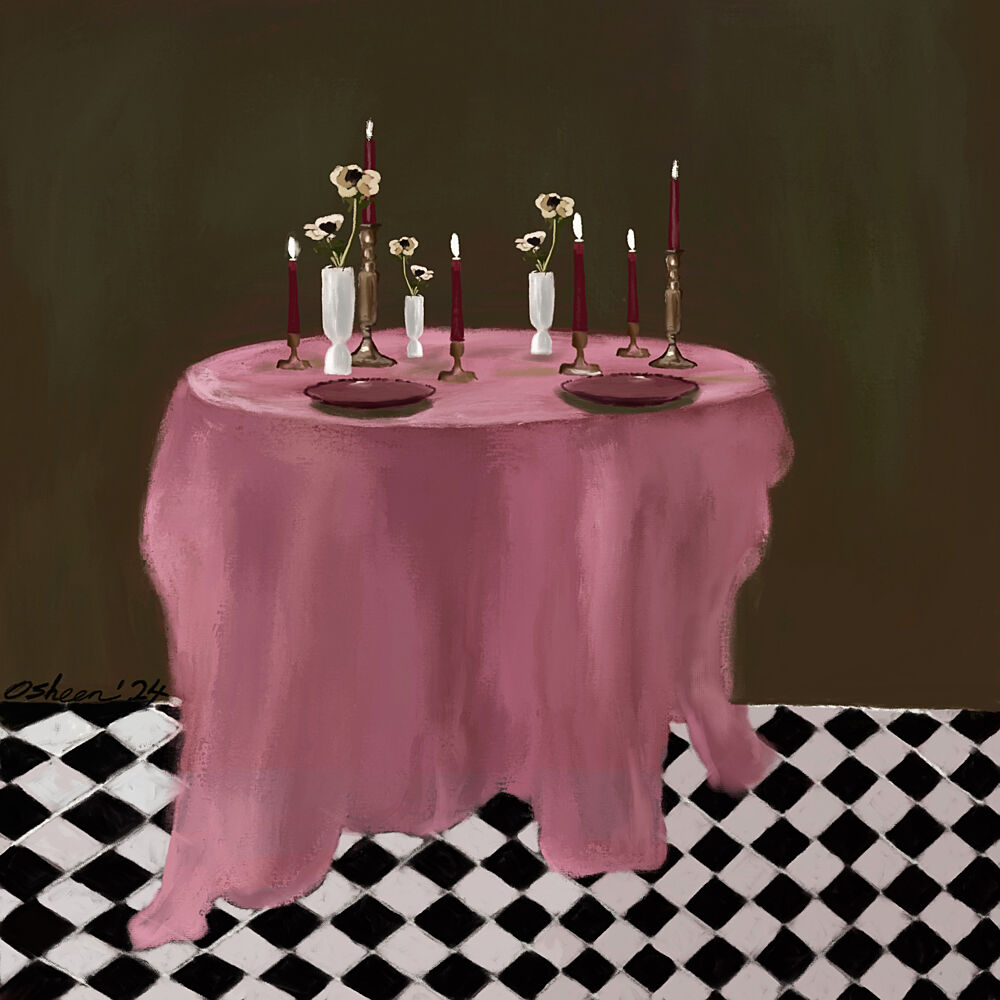 Romantic Table Setting art print by Osheensgallery for $57.95 CAD