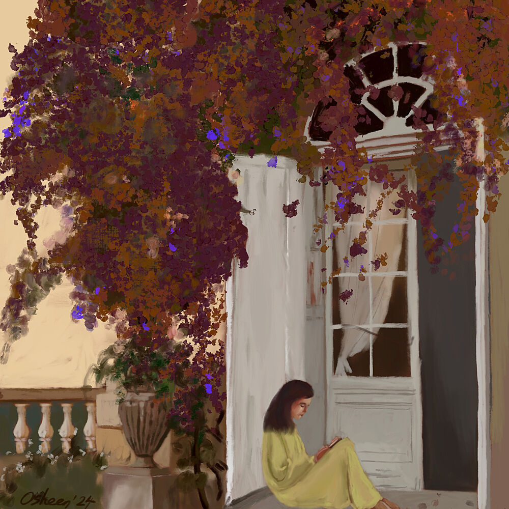Serene Garden Reading art print by Osheensgallery for $57.95 CAD