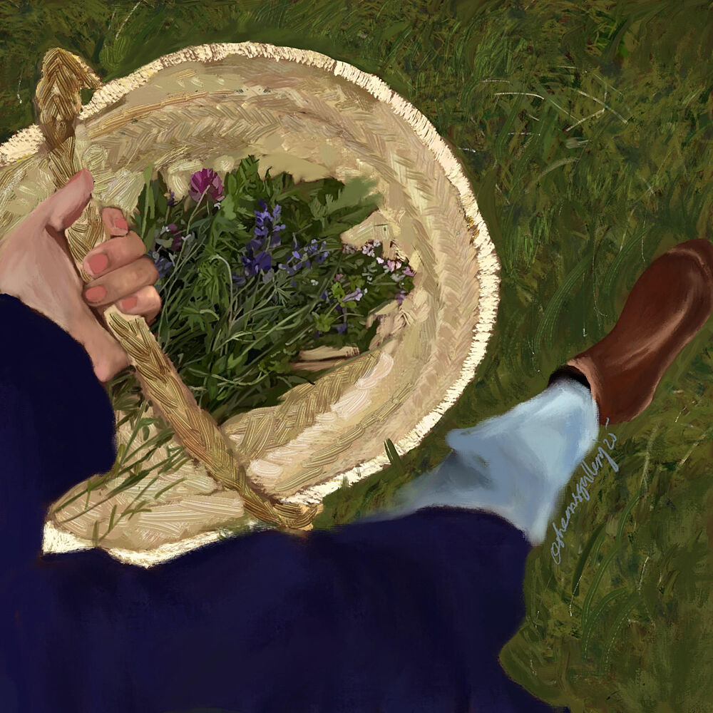 Basket of Wildflowers art print by Osheensgallery for $57.95 CAD
