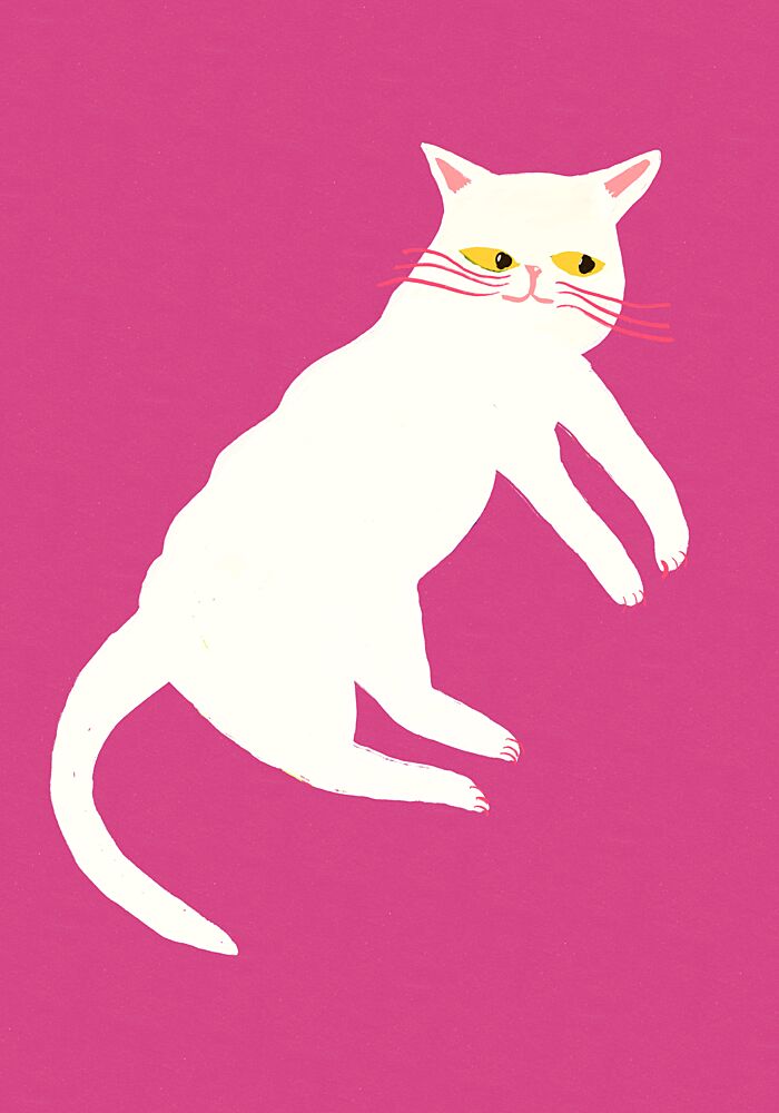 Quirky White Cat art print by Sharyn Bursic for $57.95 CAD