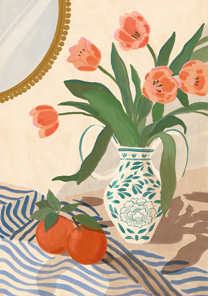 Fresh Tulips and Oranges art print by Katarzyna Gasiorowska for $57.95 CAD