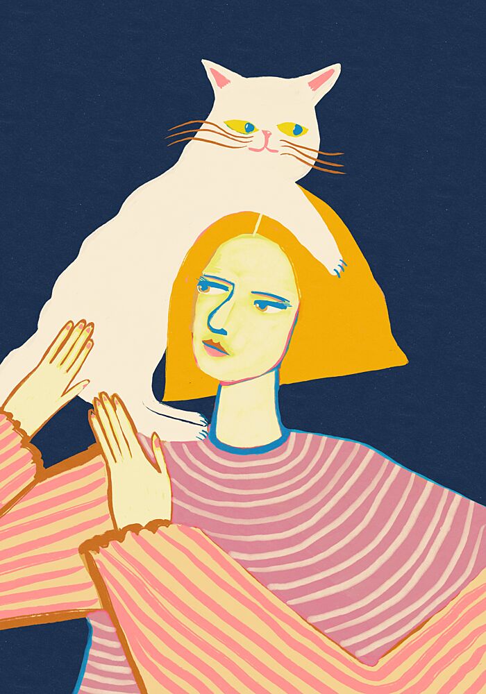 Woman and Shoulder Cat art print by Sharyn Bursic for $57.95 CAD