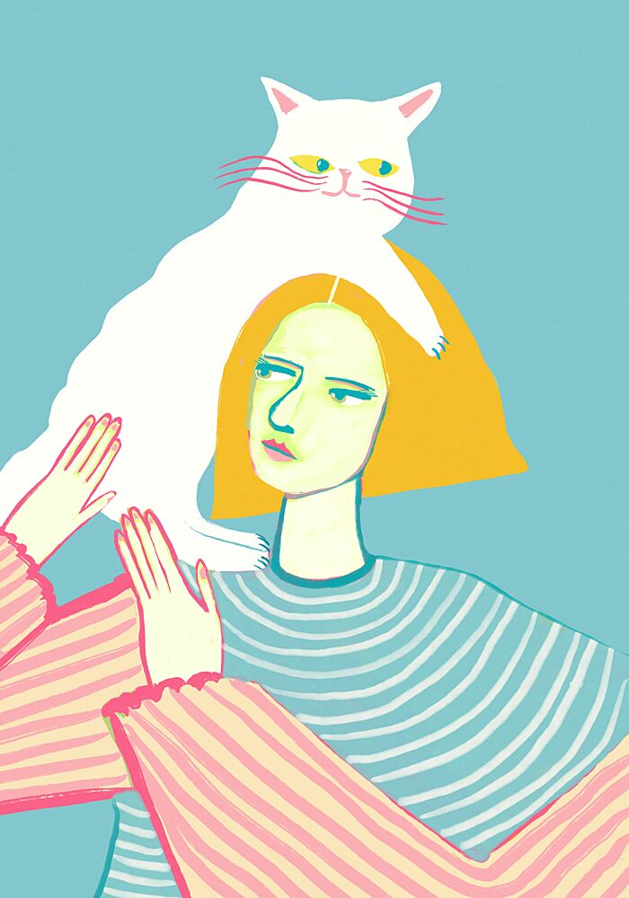 Cat on My Head art print by Sharyn Bursic for $57.95 CAD