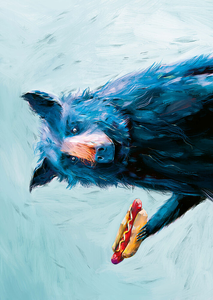 Blue Bear Hot Dog art print by Natascha Baumgartner for $57.95 CAD