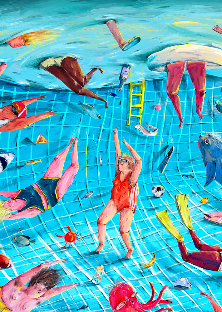 Surreal Pool Fun art print by Natascha Baumgartner for $57.95 CAD