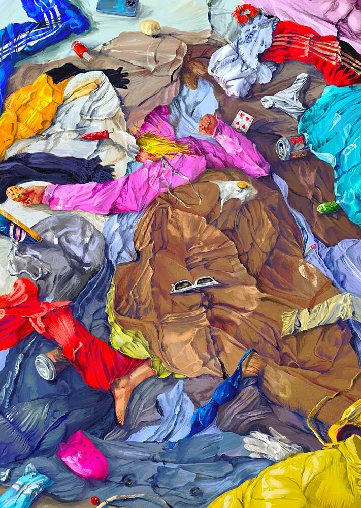 Colorful Clothes Chaos art print by Natascha Baumgartner for $57.95 CAD