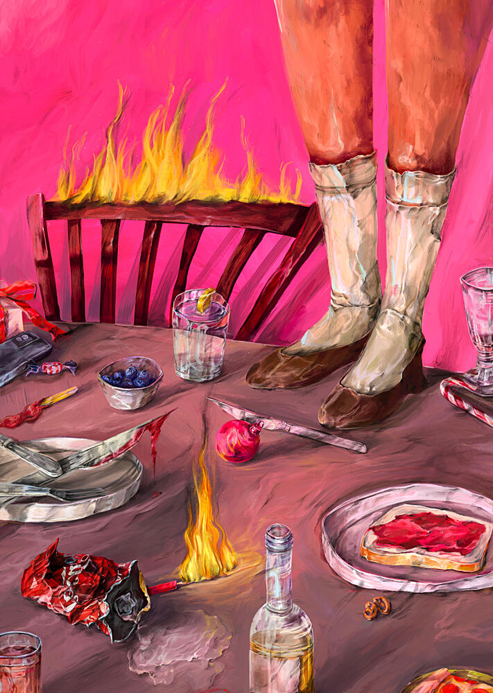 Surreal Burning Table art print by Natascha Baumgartner for $57.95 CAD