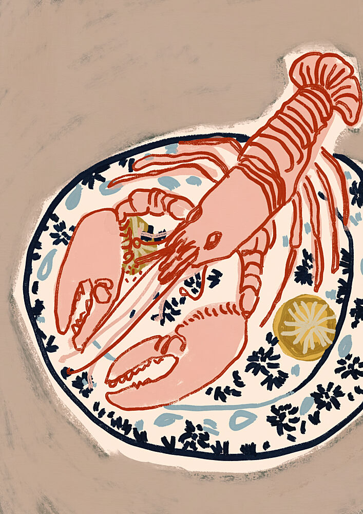 Pink Lobster Dinner art print by Treechild for $57.95 CAD