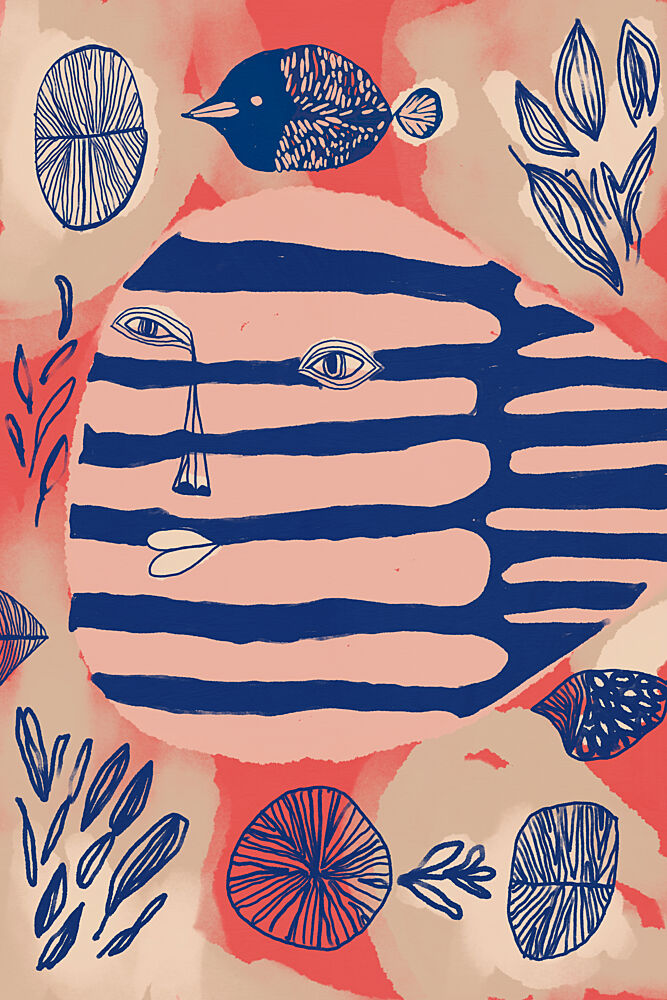Whimsical Striped Face art print by Treechild for $57.95 CAD
