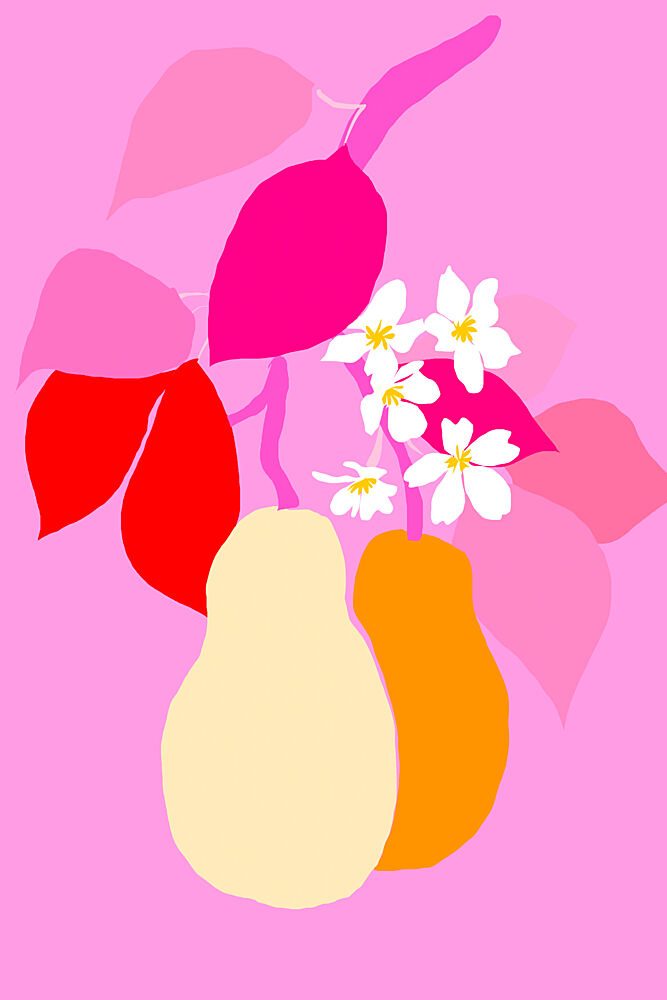 Vibrant Pears and Blooms art print by Treechild for $57.95 CAD
