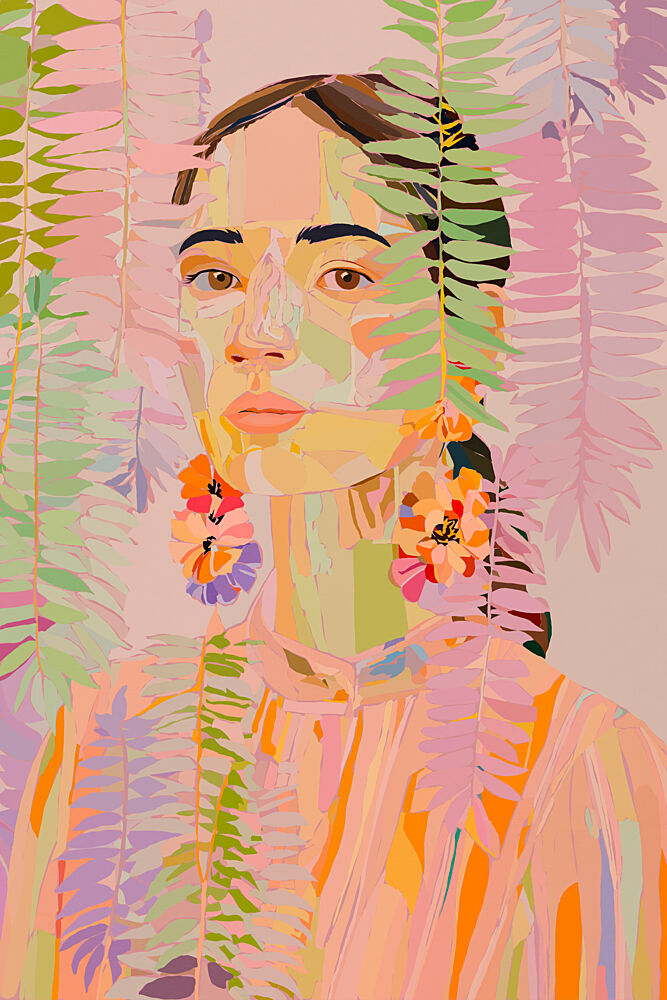Vibrant Botanical Portrait art print by Treechild for $57.95 CAD