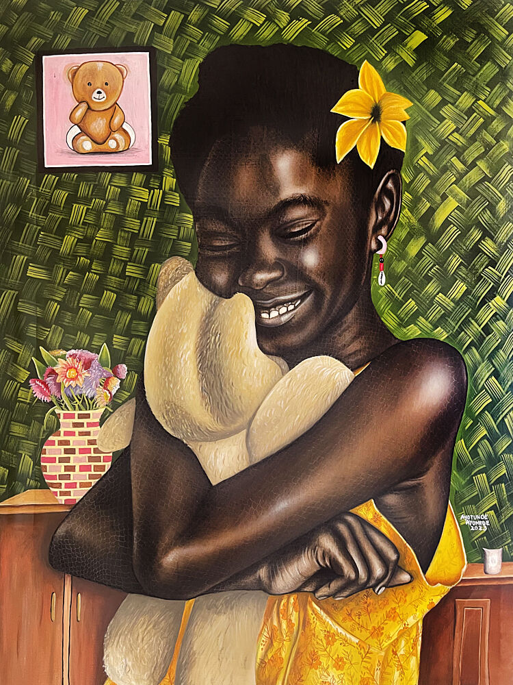 Joyful Girl with Teddy Bear art print by Ayotunde Ayomide for $57.95 CAD