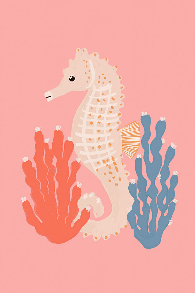 Cute Seahorse Coral art print by Treechild for $57.95 CAD