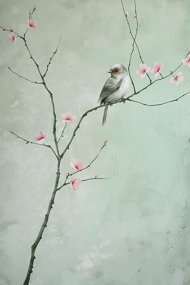 Delicate Bird Blossom art print by Sally Ann Moss for $57.95 CAD