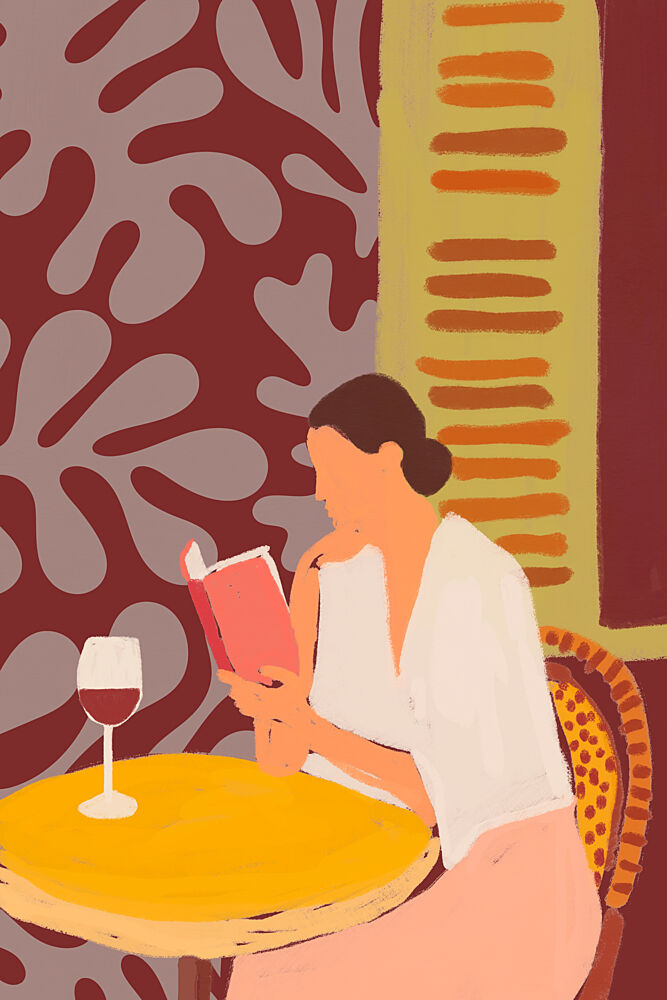 Leisurely Cafe Reading art print by Treechild for $57.95 CAD