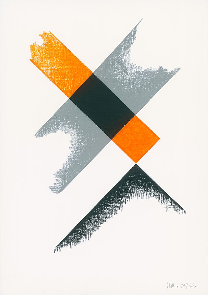 Textured Orange Grey Geometry art print by Matthaus for $57.95 CAD