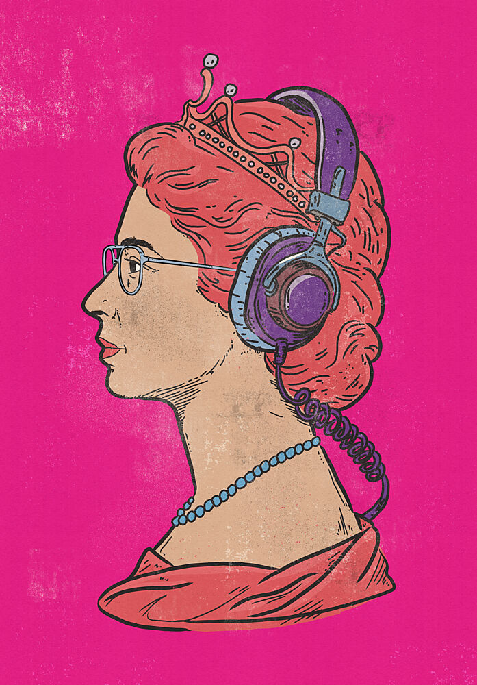 Cool Queen Listening art print by Nicholas for $57.95 CAD