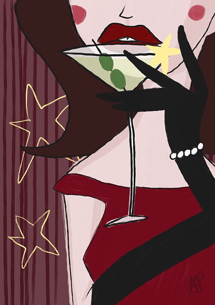 Glamour Martini Lady art print by Athene Fritsch for $57.95 CAD