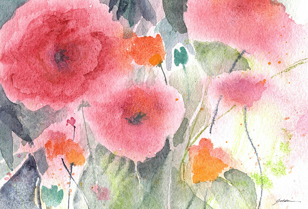 Pink Watercolor Poppies art print by Sheila Golden for $57.95 CAD