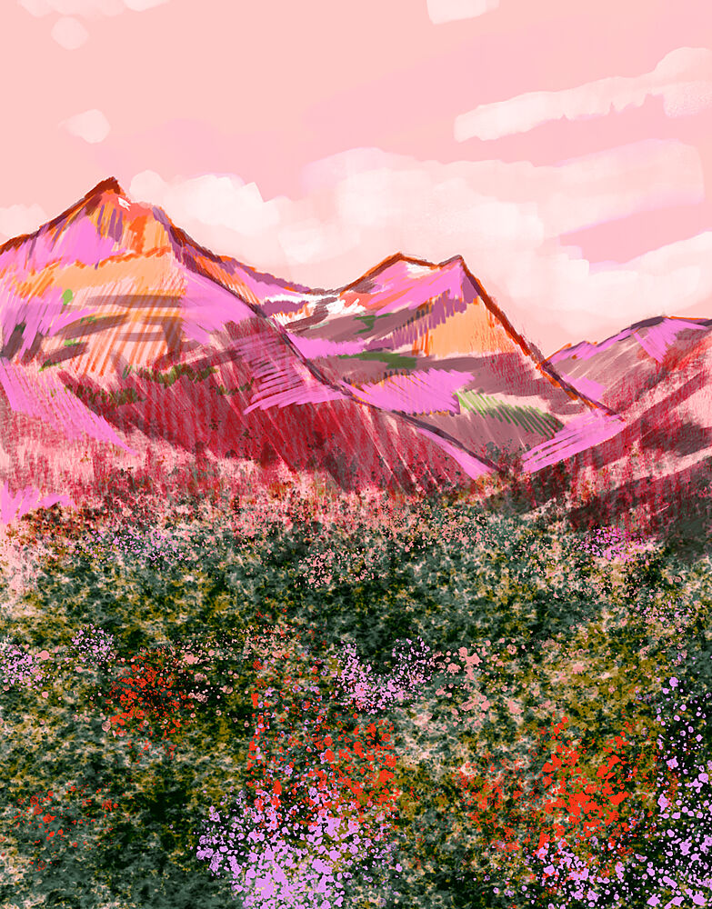 Vibrant Pink Mountains art print by Alyssa Hamilton for $57.95 CAD