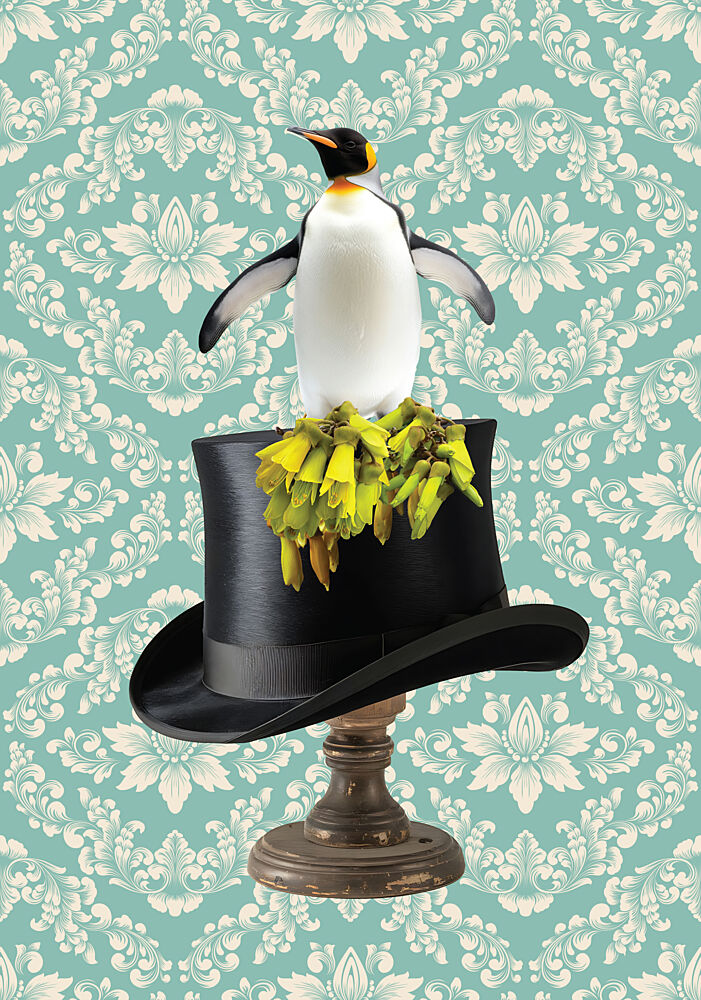 Whimsical Penguin Top Hat art print by Sue Skellern for $57.95 CAD