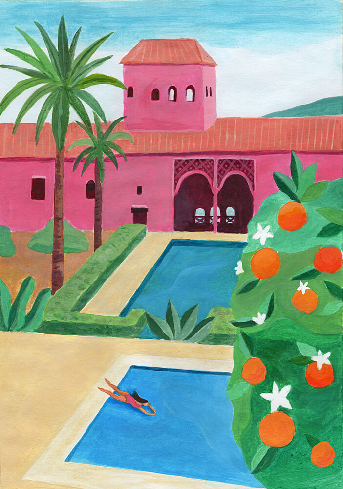 Pink Villa Pool Day art print by Petra Lizde for $57.95 CAD