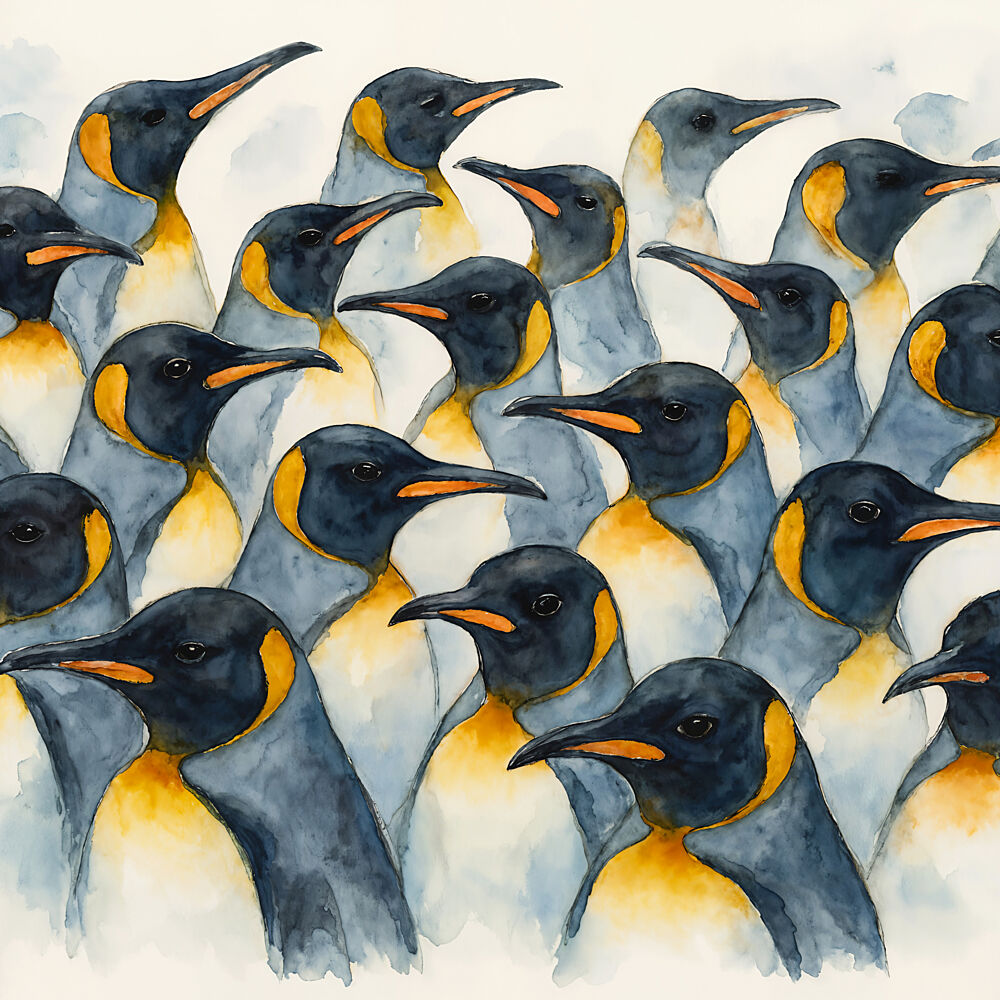 Watercolor Emperor Penguins art print by Natalie Bruns for $57.95 CAD